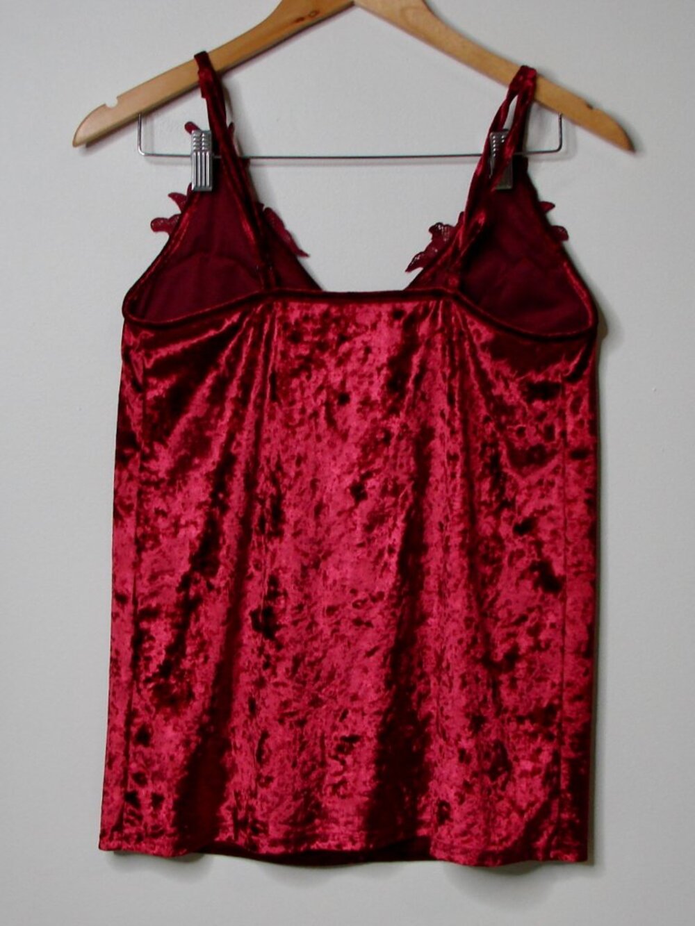 Vintage Y2K Burgundy Velvet Lace Camisole Babydoll Fairy Goth Whimsigoth Small - Picture 10 of 14